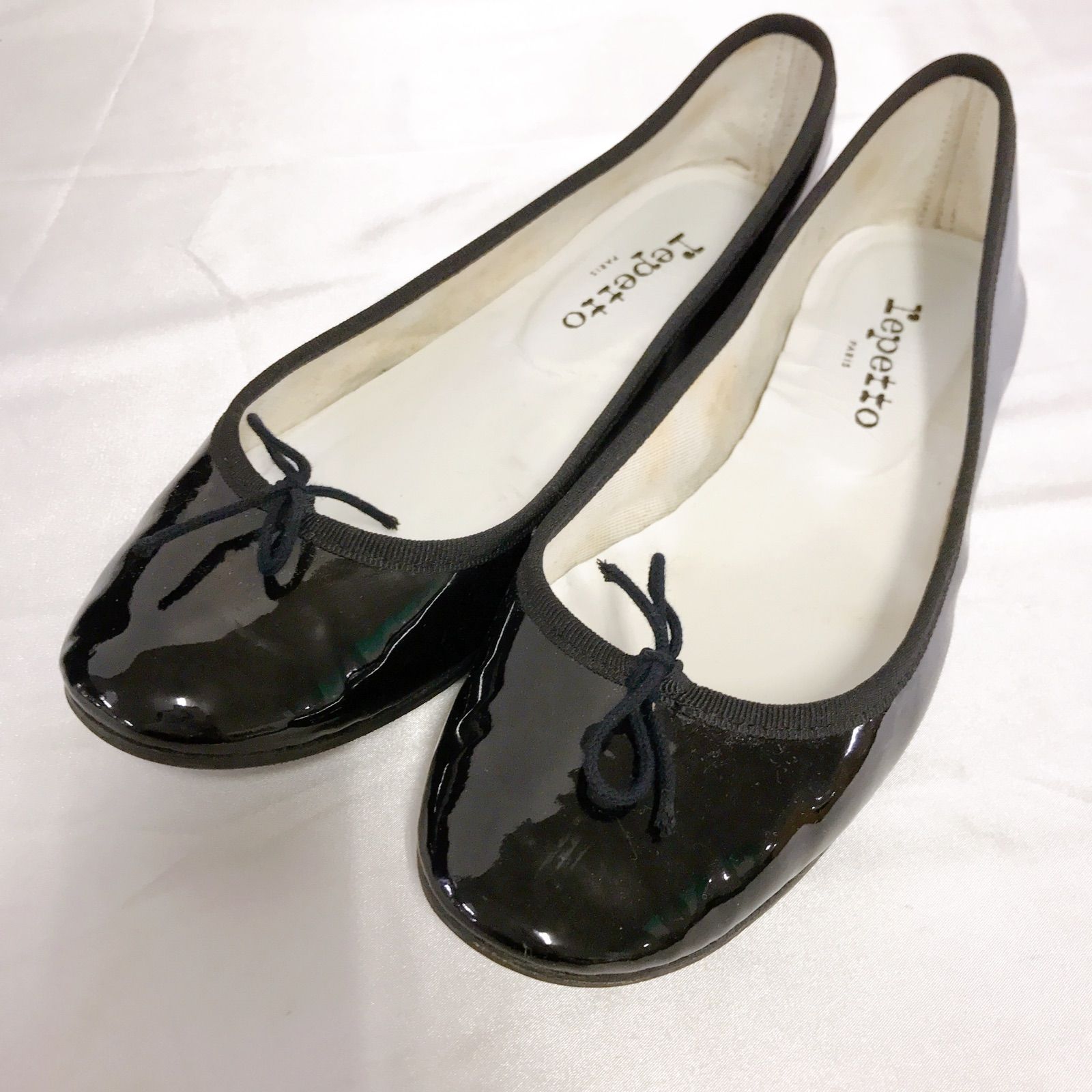 お値下げ‼️repetto ブラックパテントレザー フラットシューズ repetto レペット パテントレザーバレエシューズ ブラック 40