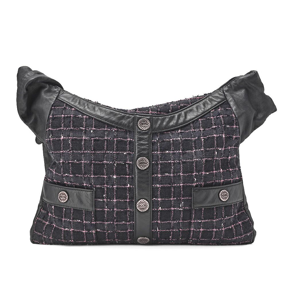 CHANEL シャネル ショルダーバッグ ガールシャネル チョコバー ツイード パープル×黒 シルバー金具 レディースバッグ ブランド 送料無料