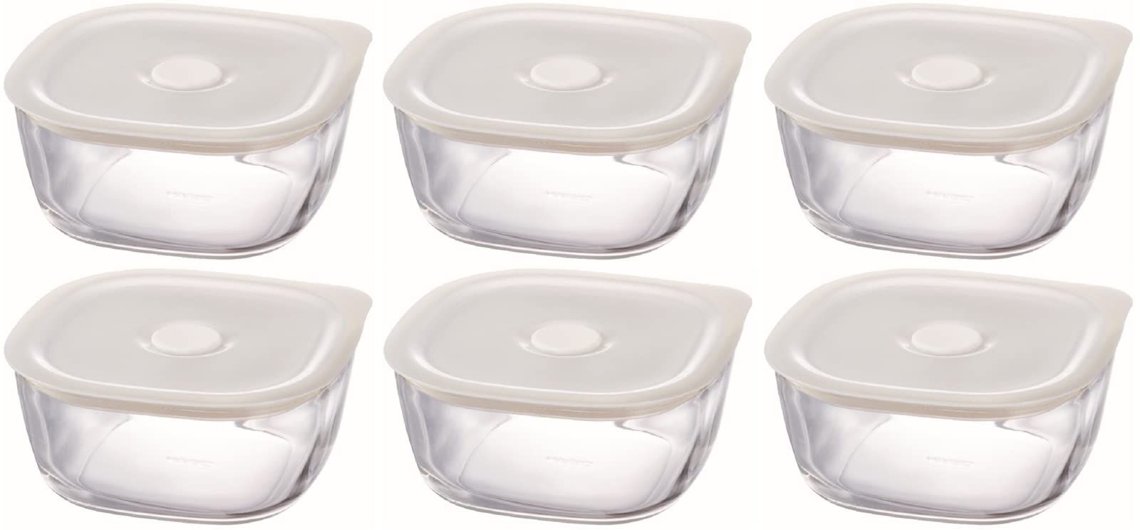 【迅速発送】HARIO(ハリオ) 日本製 耐熱ガラス製 密閉保存容器・角 600ml BUONO kitchen KSTM-60-TW 6個セット