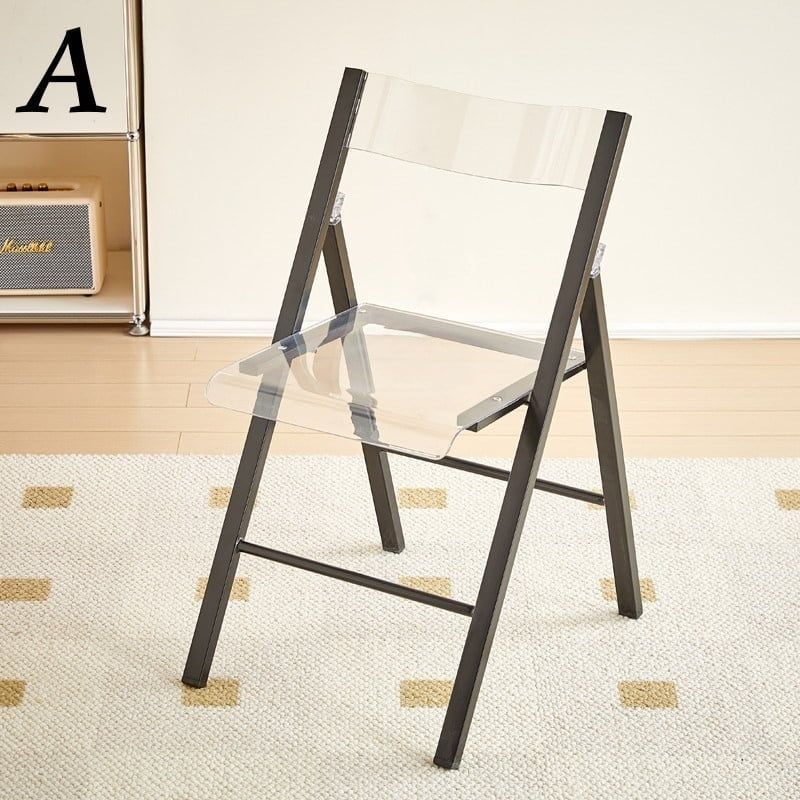 クリア 透明 チェア 椅子 折りたたみ 金属フレーム 角が丸い 疲れにくい シンプル インテリア ブラウン グレー ブルー ホワイト レッド
