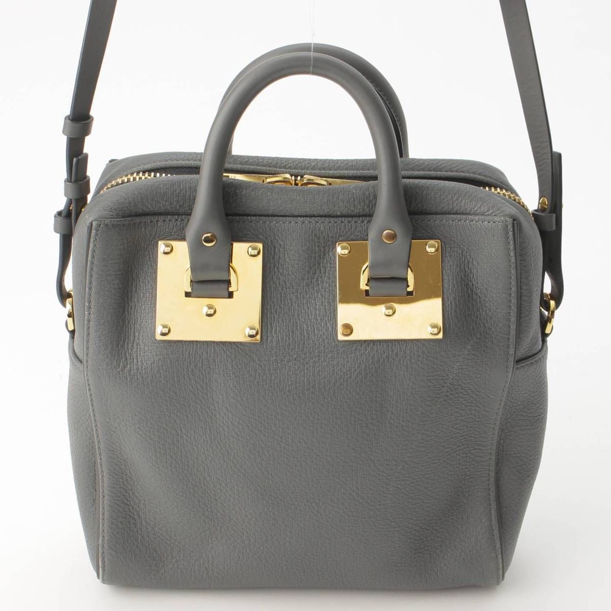 ソフィーヒュルム SOPHIE HULME ハンドバッグ レザー×金属素材 黒