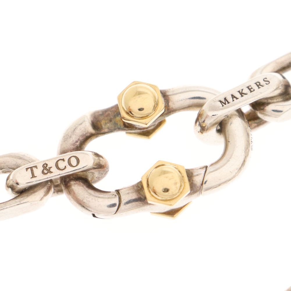 美品 Tiffany 1837 メイカーズ ワイド チェーン ブレスレット 金銀 美品 Tiffany 1837 メイカーズ ワイド チェーン ブレスレット