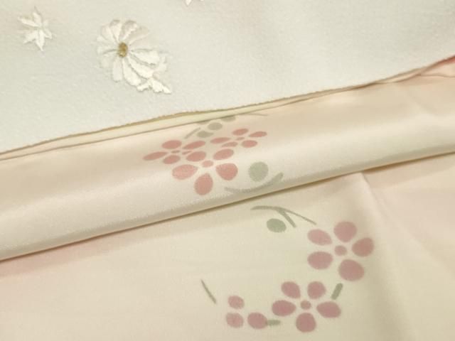 平和屋着物□長襦袢 無双仕立て 草花文 暈し染め 半衿刺繍 正絹 逸品  