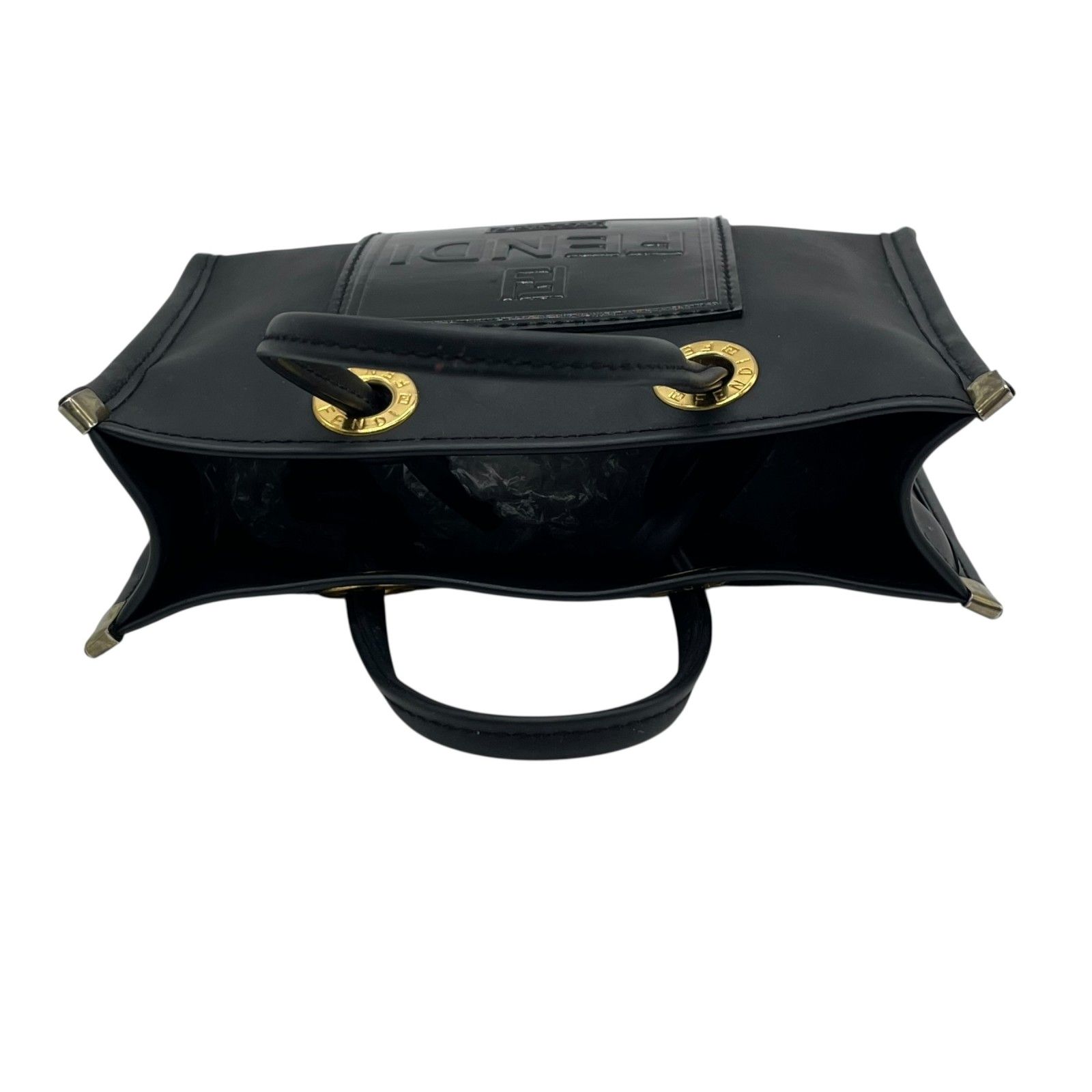 フェンディ FENDI ミニハンドバッグ ポーチ 黒 ブラック PVC ロゴ  