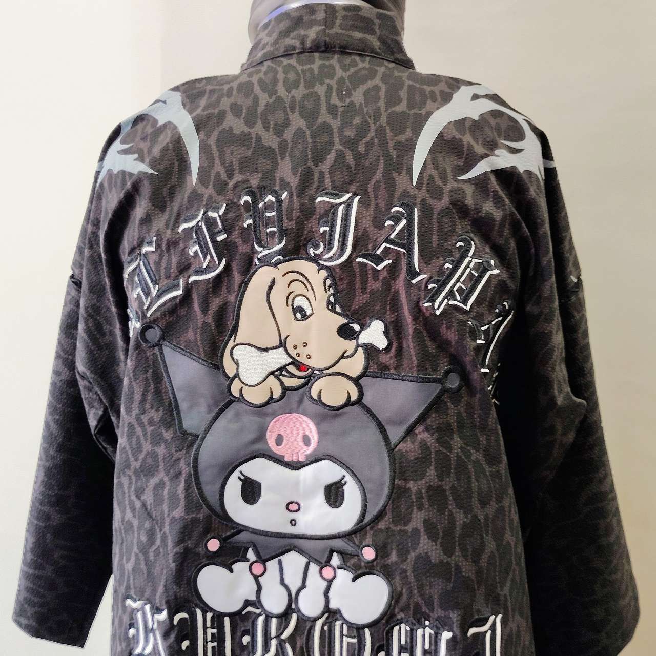 クロミちゃんVSガルフィー ヒョウ柄甚平 黒 Lサイズ 中型犬サイズ Japanese summer clothes