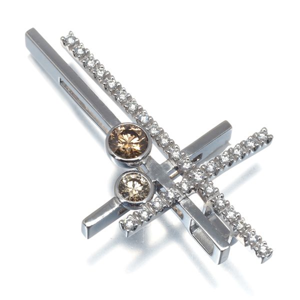 カシケイ ペンダントトップ ブラウン&クリア ダイヤ ダイヤモンド 0.58