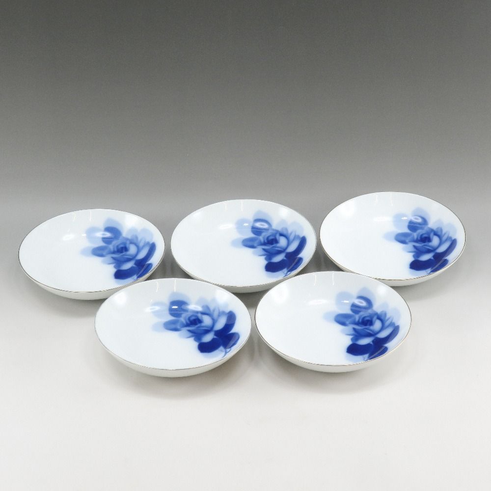 OKURA】大倉陶園 ブルーローズ 小皿 プレート×5枚 茶色く 14cm OKURA】大倉陶園 ブルーローズ 小皿 プレート×5枚 茶色く 14cm