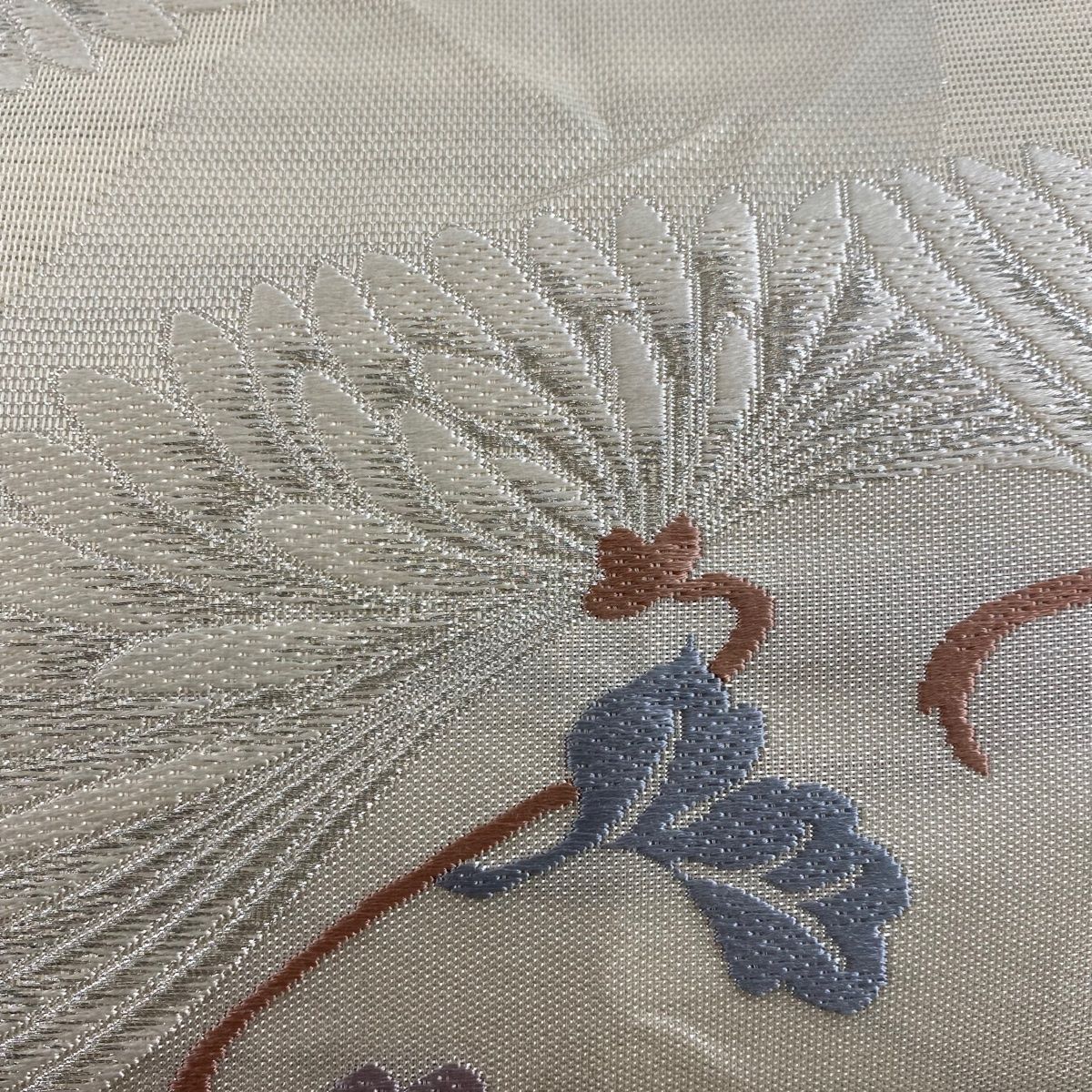 袋帯 秀品 夏帯 幾何学模様 銀糸 箔 クリーム 六通 正絹 【】 【公式通販】