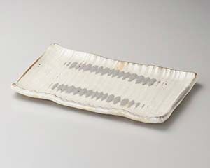 和食器 ミ142-168 粉引波彫長角盛皿