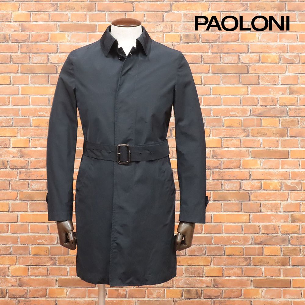 春夏/PAOLONI/44サイズ/ステンカラーコート 撥水 軽量 タフタ スプリングコート  薄手 アウター 新品/紺/ネイビー/kc101/