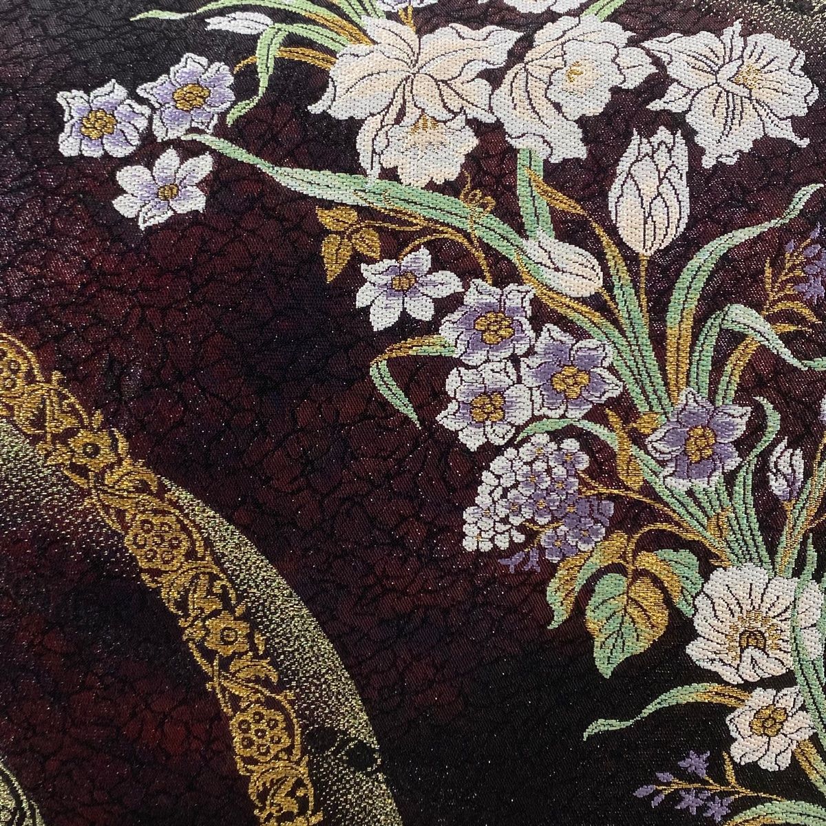 正絹袋帯 葡萄唐草 華文模様 青磁色 葡萄唐草文様 正絹袋帯 正絹袋帯 葡萄