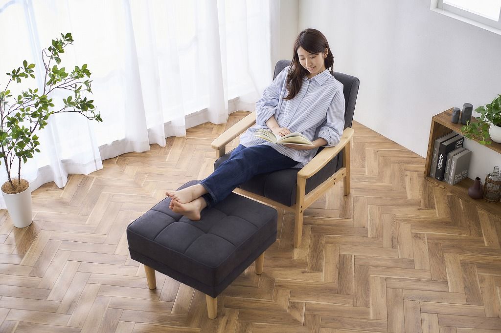 アイリスオーヤマ オットマン ソファ チェア 足置き ローソファ 幅約55 おしゃれ かんたん組立 ダークグレー WFS-OT IRIS OHYAMA