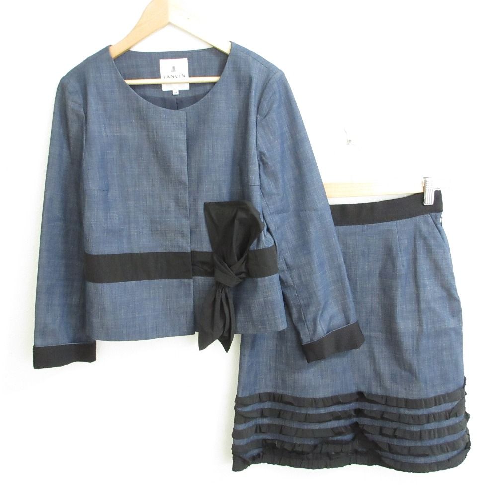 中古】未使用 LANVIN en Bleu ランバンオンブルー ノーカラー  