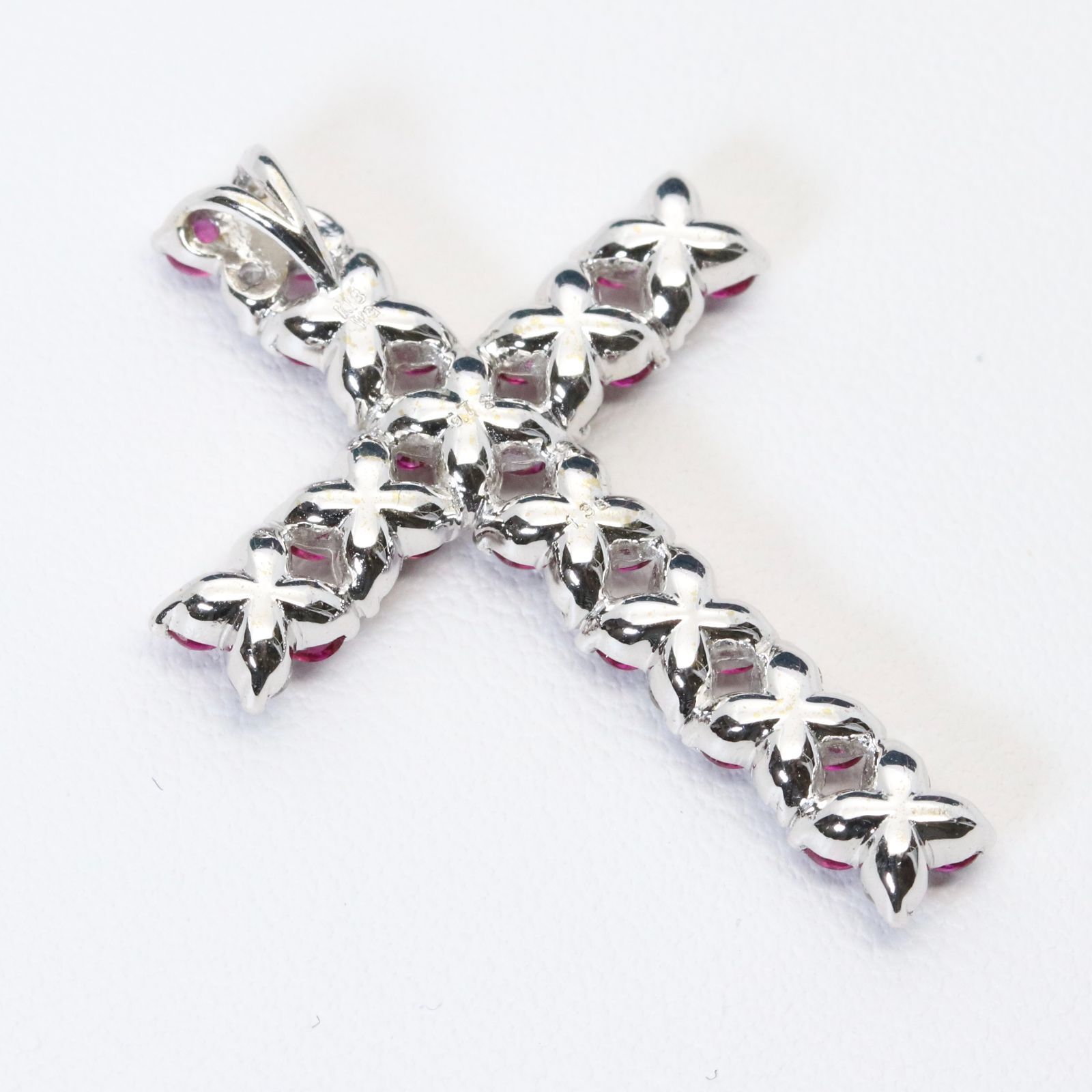 K18WG ダイヤクロスネックレス K18WG 1.25ct ダイヤモンド クロス ネックレス メンズ 人気