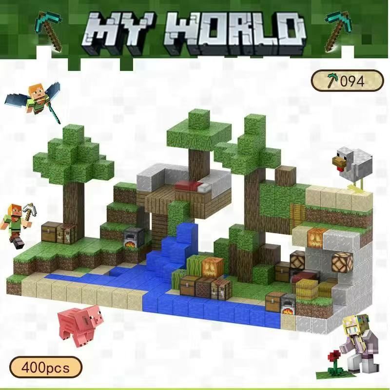 マインクラフト レゴ マグネットキューブ 緑洲ビーチ400pcs ブロック ミニフィグ マイクラ風  磁石