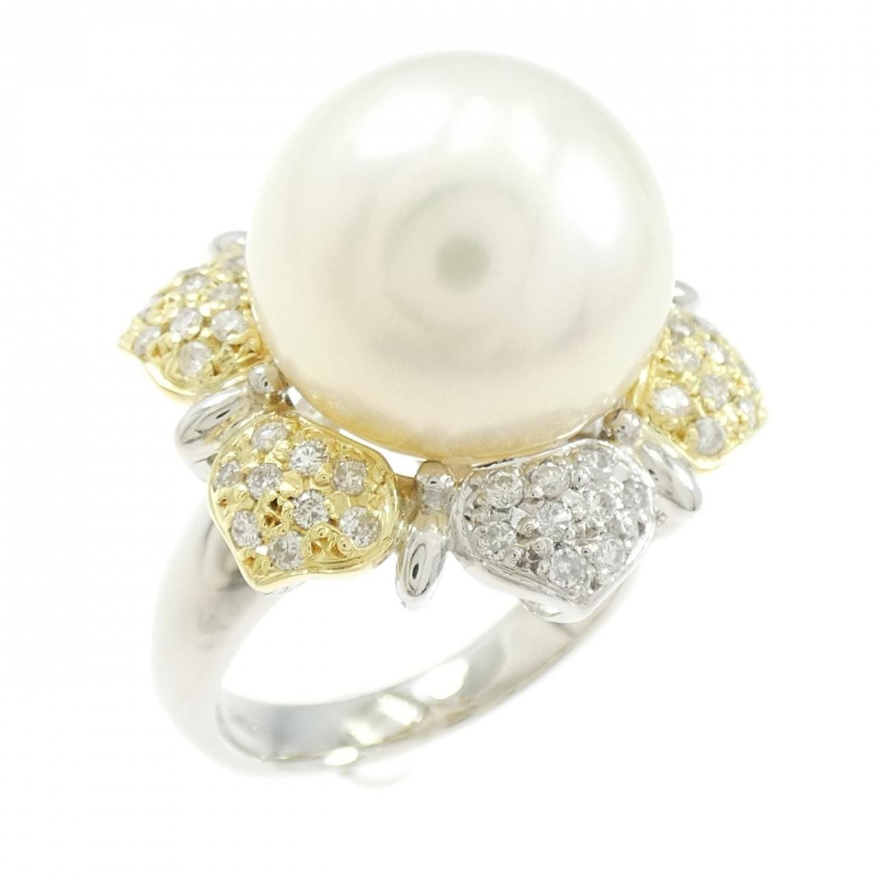 K18YG 白蝶パール リング 13.5mm 