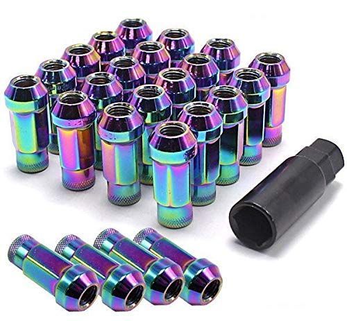 【SALE，新作登場】 Wellvie ハイエース ホイールナット M12×P1.5 ネオクローム 24個 貫通 ソケット付属 レーシングナット スチール 17HEX 48mm 6穴 ロング ラグナット レーシングナット ハイラックス ランドクルーザー その他
