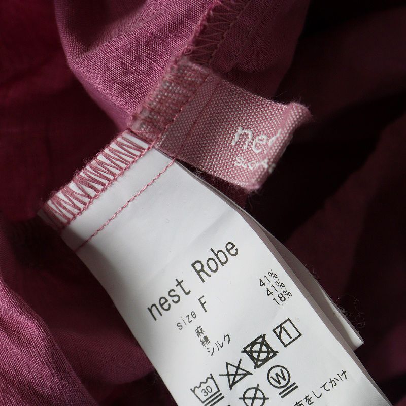2024SS ネストローブ nest Robe 2Wayチュニックブラウス F/ピンク トップス ギャザー 羽織り リネン コットン【2400014509342】 nest Robe - 2024SS ネストローブ nest Robe 2Wayチュニック