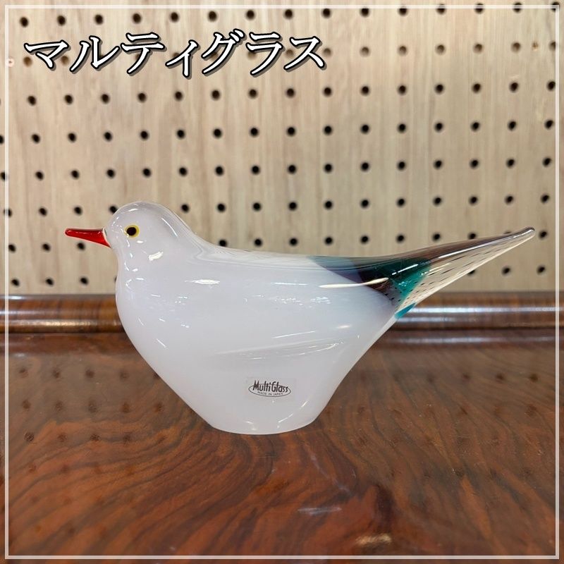 MultiGlass ガラス白鳥 2体セット 512-Multi Glass白鳥ペア置物
