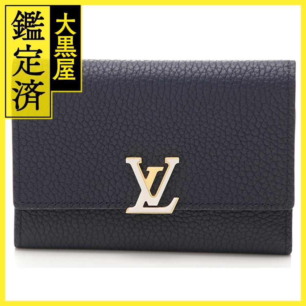 LOUIS VUITTON ルイヴィトン 財布 ポルトフォイユ・カプシーヌコンパクト フラワー ネイビー トリヨンレザー M81123【434】