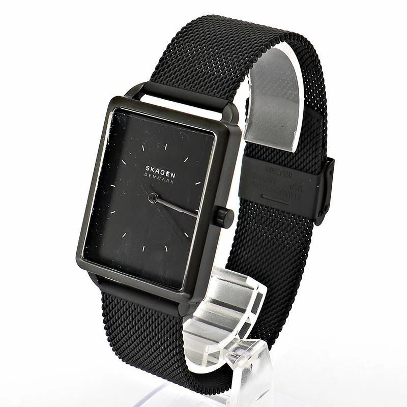 [関税込/国内発送] SKAGEN 腕時計 SKW6928 ブラック ステンレス Hagen Three-Hand Black Stainless Steel Mesh Watch SKW6928