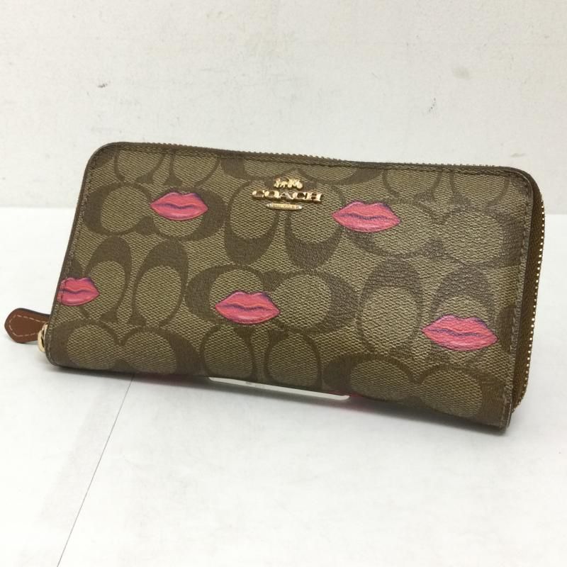 COACH コーチ 財布 長財布 財布 長財布 レディース リップ ラウンドファスナー シグネチャー ピンク C3312IMS5U