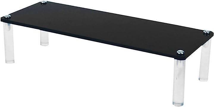 MIMIA フィギュア ディスプレイ スタンド ステージ アクリル製 ひな壇 コスメ 時計 コレクション 展示 化粧品( ブラック：１段 幅40cm)