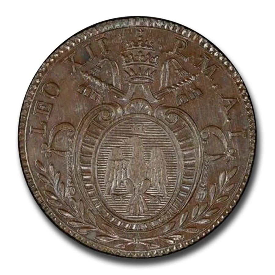 1824 Italy Papal States Quattrino MS-63 PCGS Brown