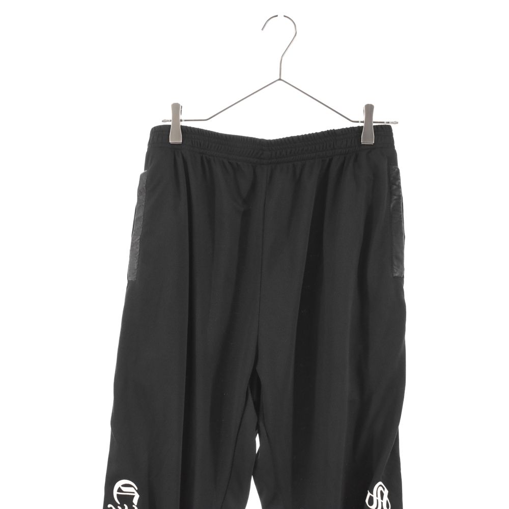 CHROME HEARTS (クロムハーツ) TRACK PANTS/トラックパンツ サイドクロスボールレザー切替トラックロングパンツ  ブラック/ホワイト L