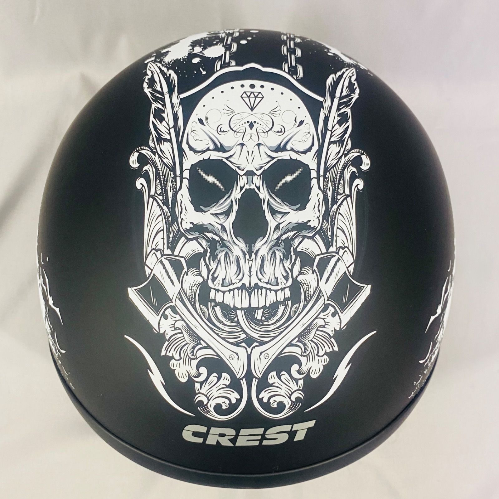 未使用 CREST CHROME.J クレスト ジェットヘルメット マットブラック REAPER Lサイズ 59cm 60cm SG PSC規格  スカル ドクロ ヘルメット 族ヘル アメリカン SOUL REAPER - メルカリ