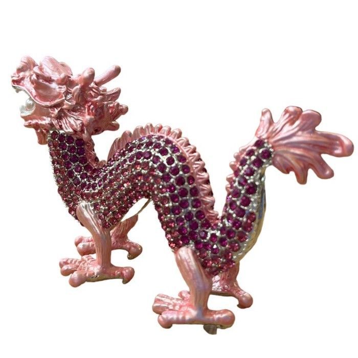 エナメル 龍 ミニ ピンク ゴールド ラインストーン コーティング 宝石 龍 竜 ドラゴン ビジュー メタリック キラキラ オブジェ 置き物 ギフト 風水 幸運 20231022Y1-6