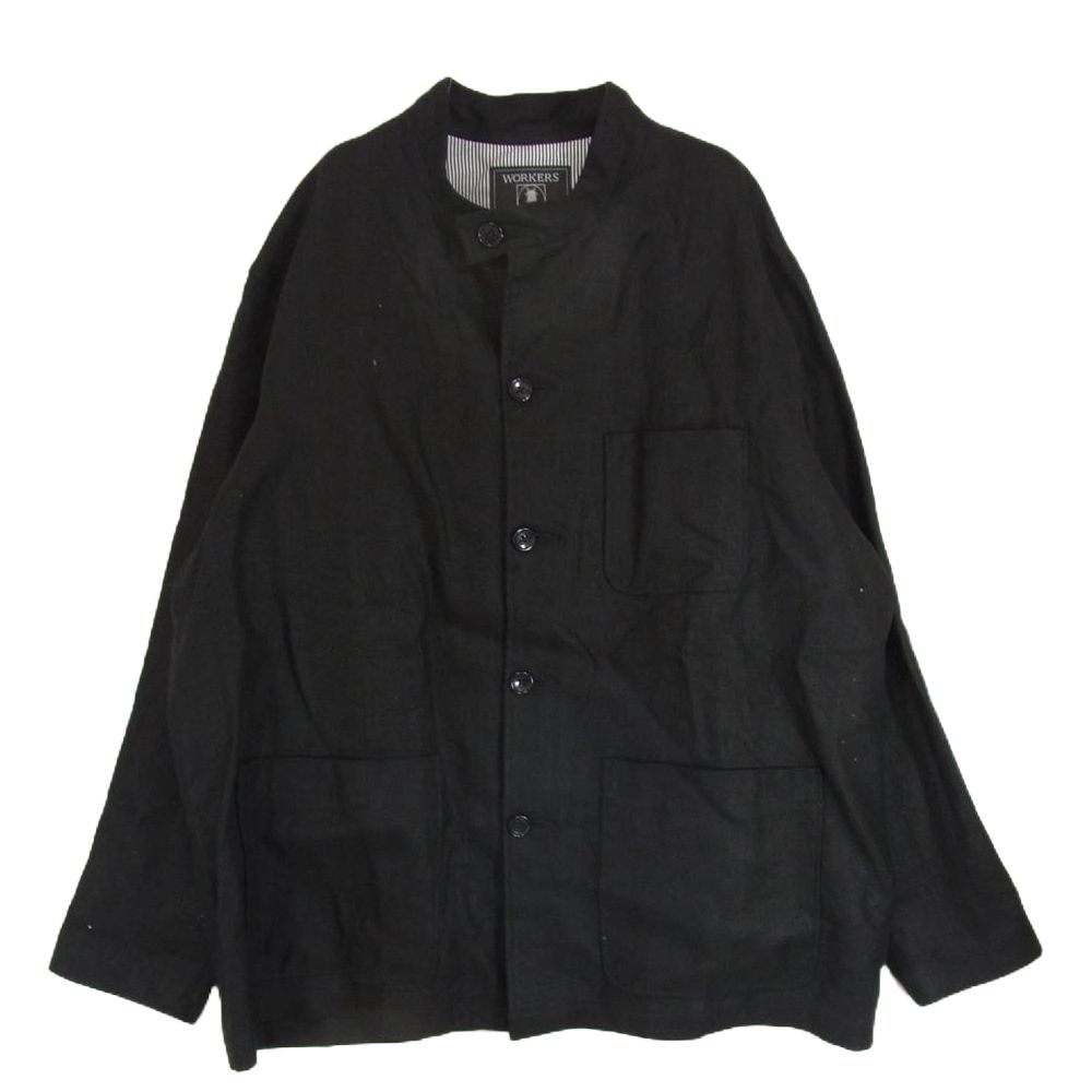 ワーカーズ WORKERS ブラックリネン ファティーグジャケット(L) WORKERS/ワーカーズ SIZE46 Lot 806XH, Denim Jacket, Buckle