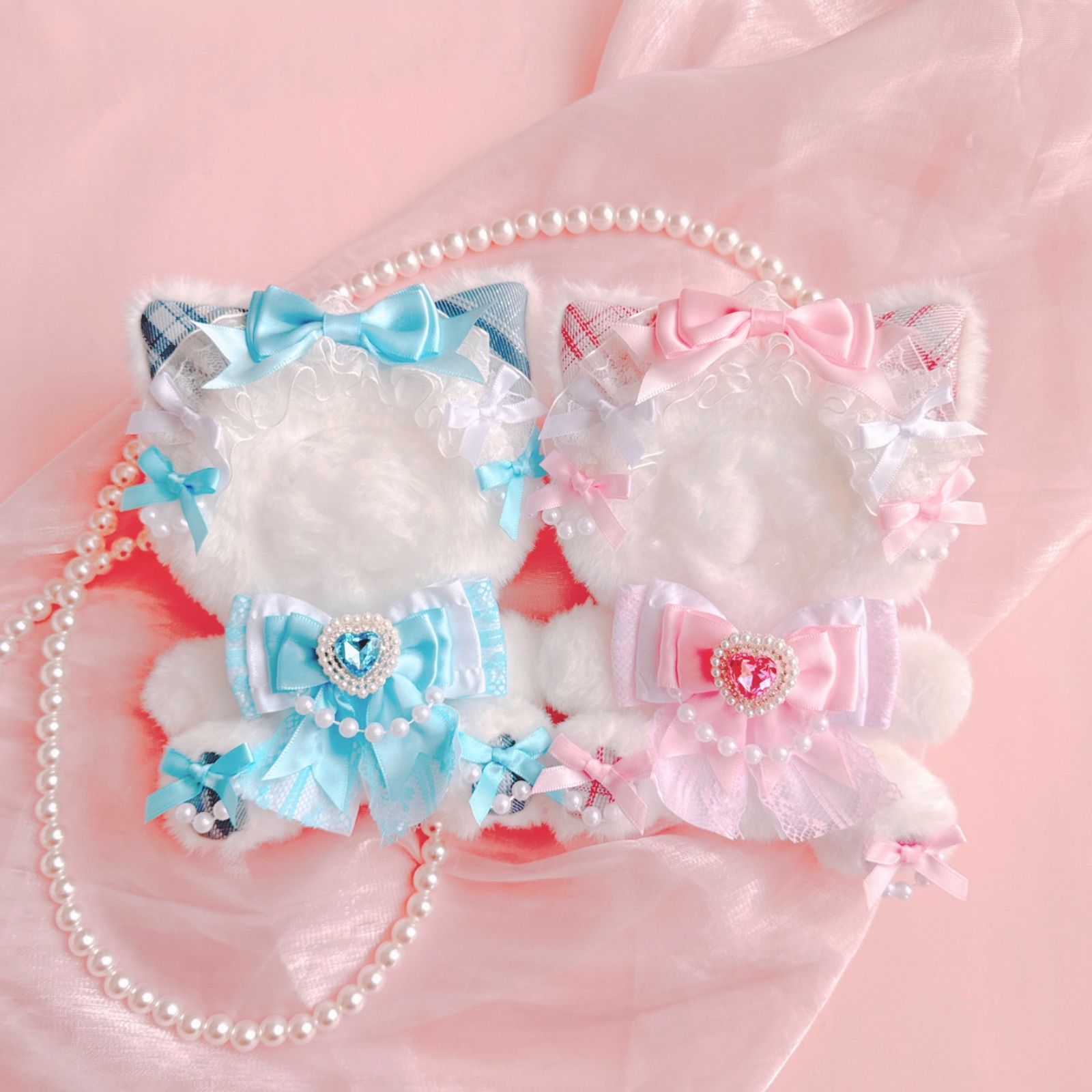 おすわりぬい服 ぬい服 チェックパールねこちゃん 10㎝ 11㎝〜15