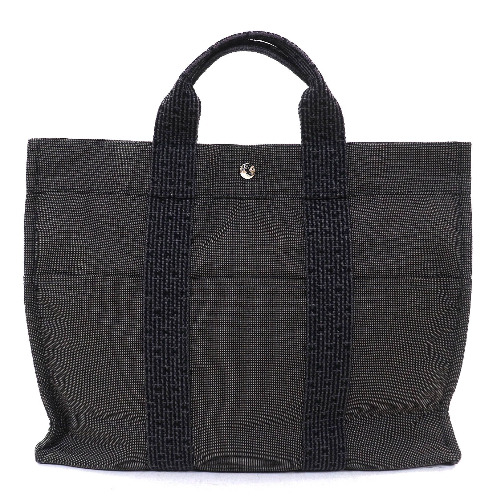 カデナ付き　HERMES エルメス　エールラインMM キャンバス　ハンドバッグ 鑑定済 エルメス エールラインMM トートバッグ ハンドバッグ