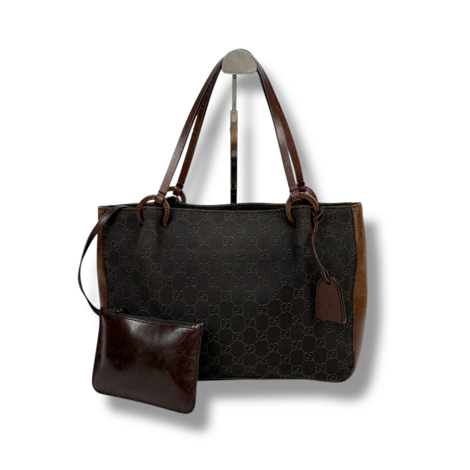 GUCCI ミニトートバッグ GGキャンバス レザー ブラウン GUCCI グッチ GGキャンバス ハンドバッグ ミニトートバッグ 2WAY
