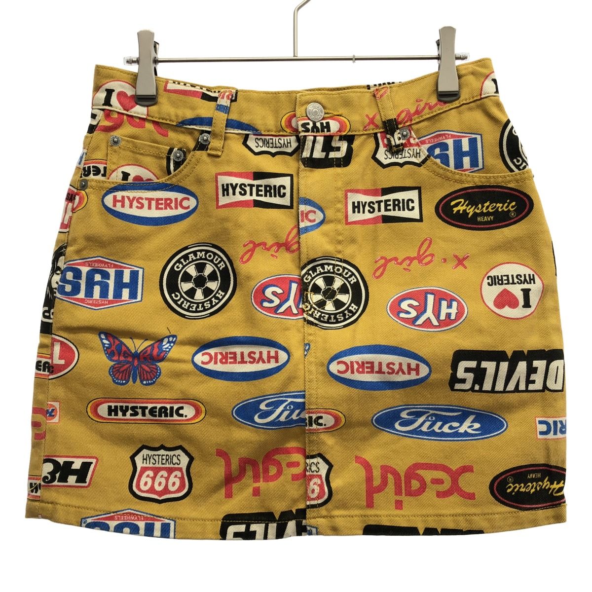 HYSTERIC GLAMOUR×X-girl ヒステリックグラマー×エックスガール ICONS 5-POCKET DENIM SKIRT 5ポケットロゴプリントデニムスカート 05194803 イエロー 2