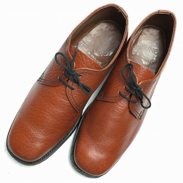 70s-80s頃?イングランド製　Vintage　BRUNE　プレーントゥ　ビジネスシューズ　茶　サイズ25.0-25.5-26.0相当/men's 管NO.ZD-148 70s-80s頃?イングランド製 Vintage BRUNE プレーントゥ ビジネス