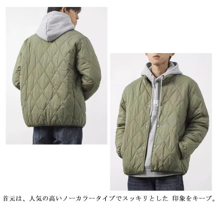 ノーカラー キルティングジャケット 体型カバー キルティング