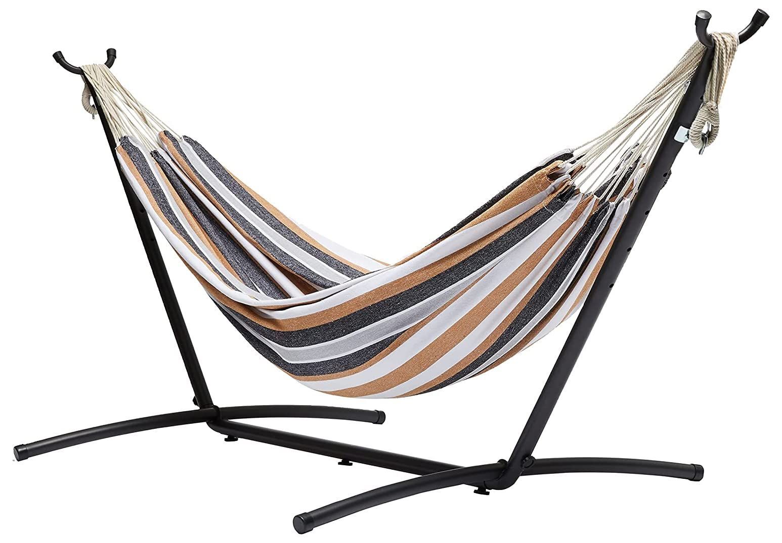 在庫 ダブルハンモック 省スペーススチールスタンドとキャリーケース付き 耐荷重 239 x ベーシック 160 cm181.4kg マルチ 2.7m