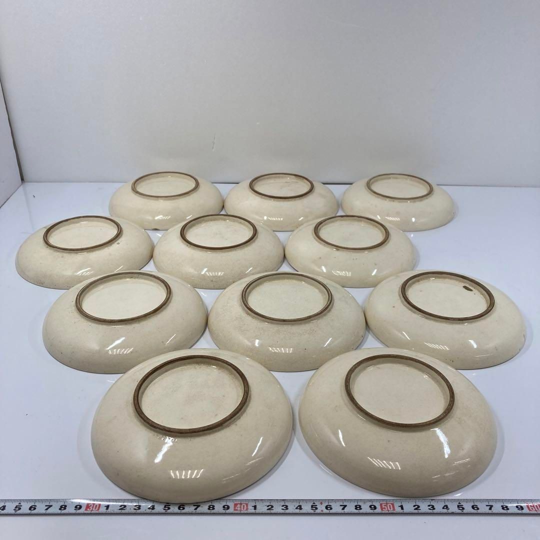 時代 京焼 中皿11枚 木箱付 直径15.7㎝ 東Y5-1026①