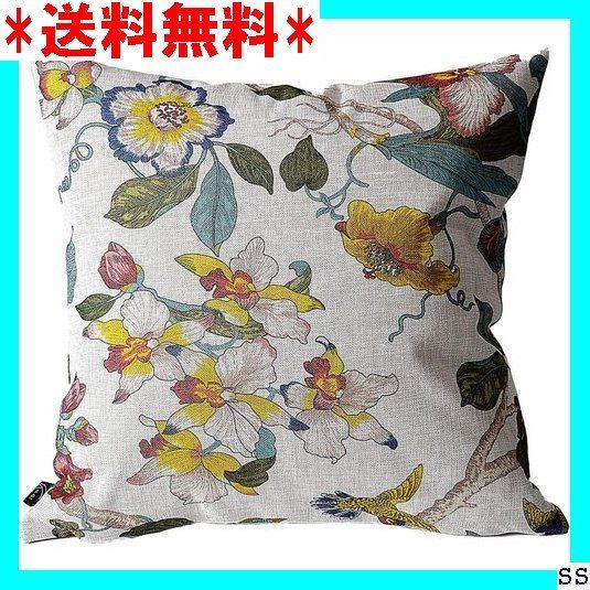 在庫限り Kuai クッションカバー 45cm 60cm 30×50cm 花柄 オリエンタル アンティーク シノワズリ アジアン 北欧 インテリア ポリエステル 45×45cm ホワイト 173