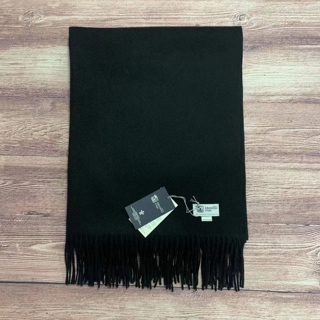 値下新品ジョンストンズ カシミア大判ストール☆ ブラック03 - メルカリ 