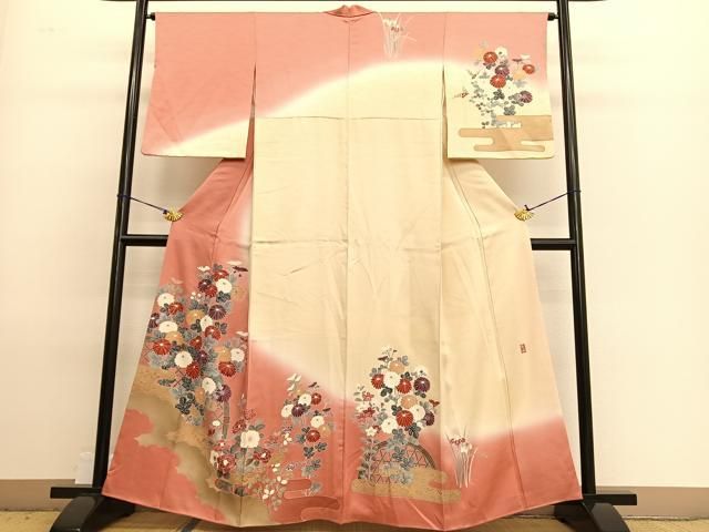 平和屋着物□訪問着 友禅 作家物 籬菊文 金彩 正絹 逸品
