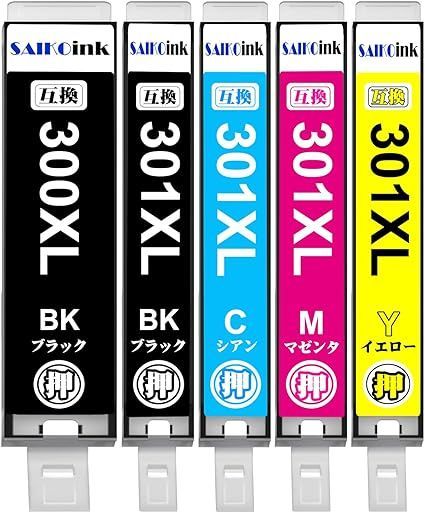 限定セール，100%新品 BCI-301+300/5MP キャノン bci-301 bci-300 互換インクカートリッジ 5色セット 大容量 染料 CANON用 インク 300 301 キャノン TS7530 互換インク 応募券