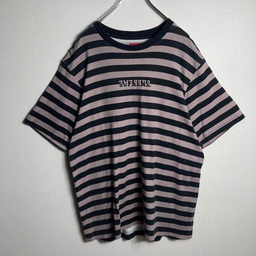 人気Lサイズ】シュプリーム センターロゴ入りボーダーTシャツ 即 人気Lサイズ】シュプリーム センターロゴ入りボーダーTシャツ 即