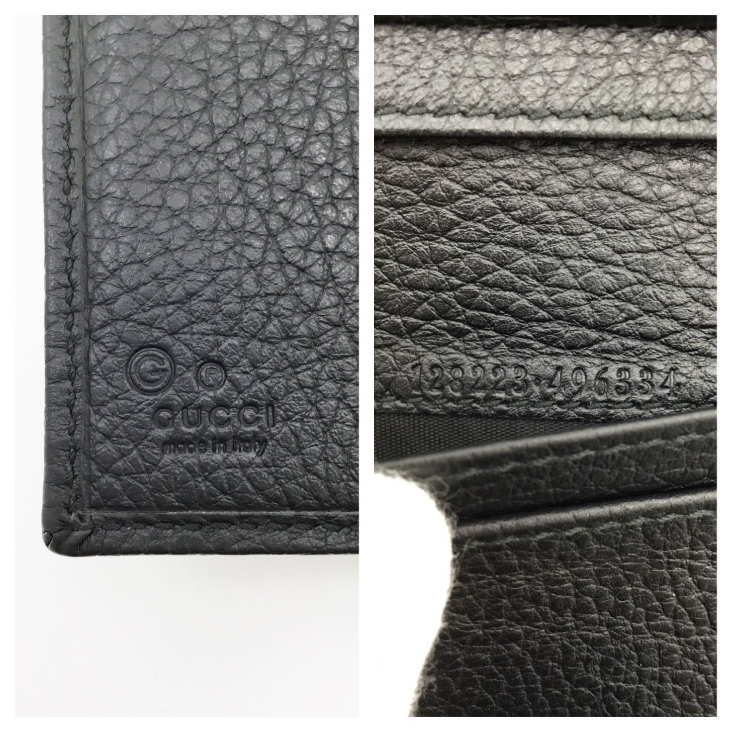 中古 良品】グッチ GUCCI GGナイロン レザー Wホック 2つ折り長財布 黒