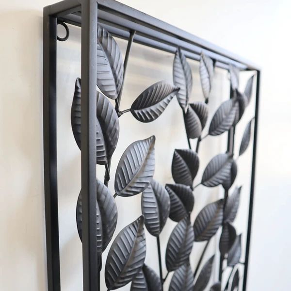 アートパネル 壁掛け 壁飾り ウォールアート ブラックリーフ シンプル