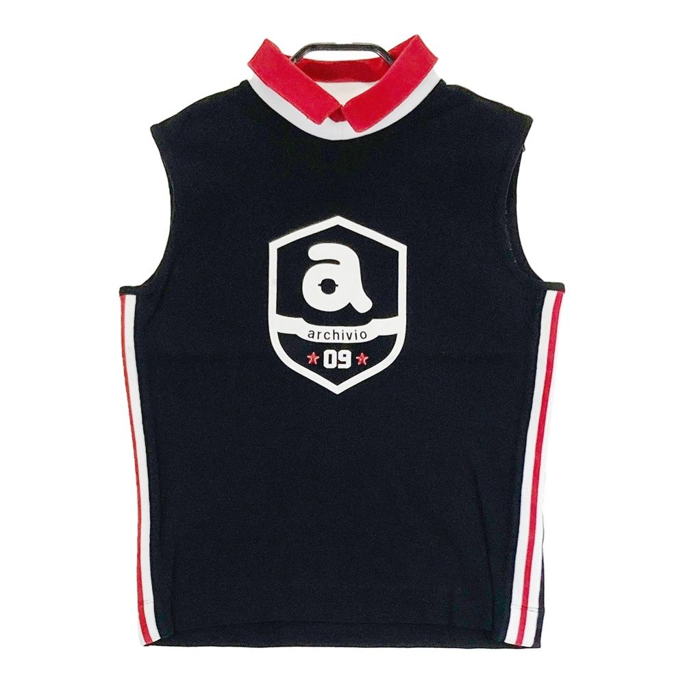 サイズ：36 ARCHIVIO アルチビオ ノースリーブ 襟付きTシャツ ブラック