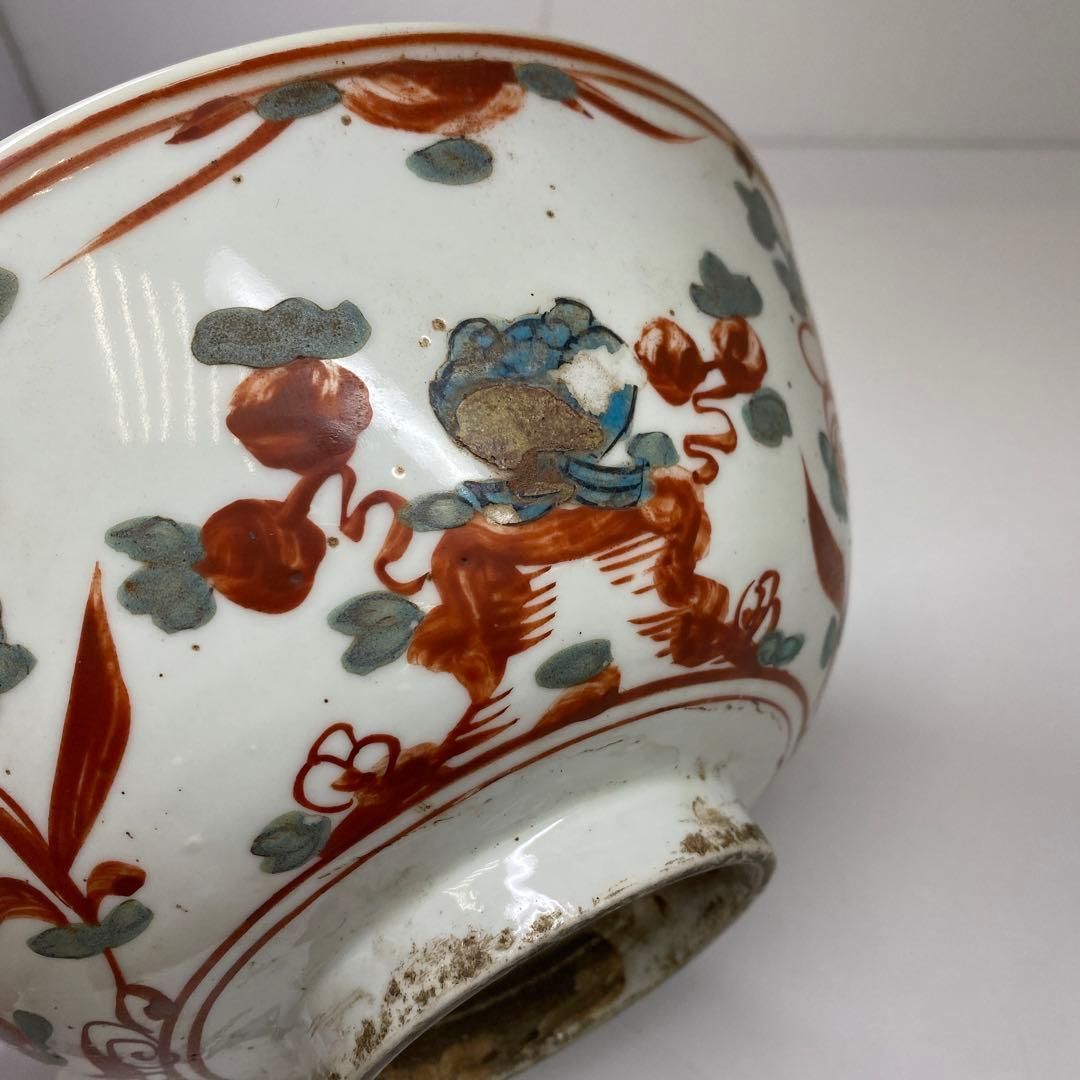 中国明時代 呉州赤絵大鉢 木箱付 口径21.3㎝ 東Y6-1024☆2Fトヒサ