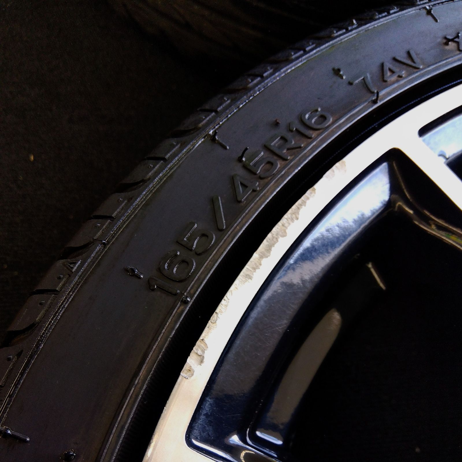 16×5J＋45】【165/45R16】中古 タイヤホイールセット 4本セット